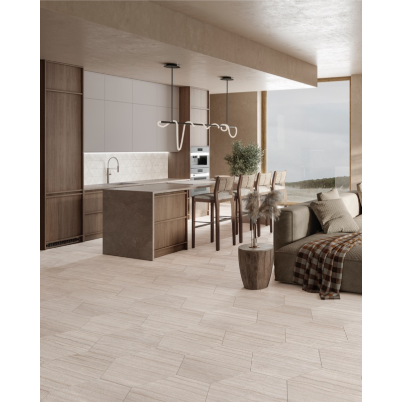 Travertino 56x48,5 – Carrelage hexagonal brillant (carton de 1,20 m²)