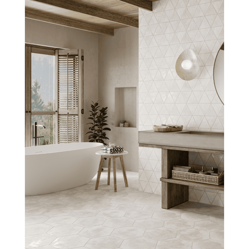 Craft Mist 28,5x33 - Carrelage hexagonal antidérapant (carton de 1 m2)