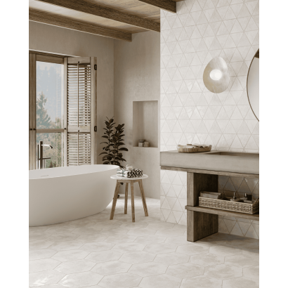 Craft Mist 28,5x33 - Carrelage hexagonal antidérapant (carton de 1 m2)