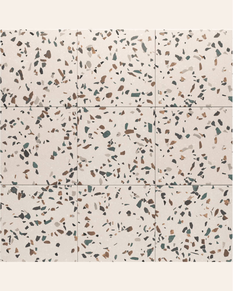 Dots Nude 20x20 – Carrelage style terrazzo (carton de 1 m²)