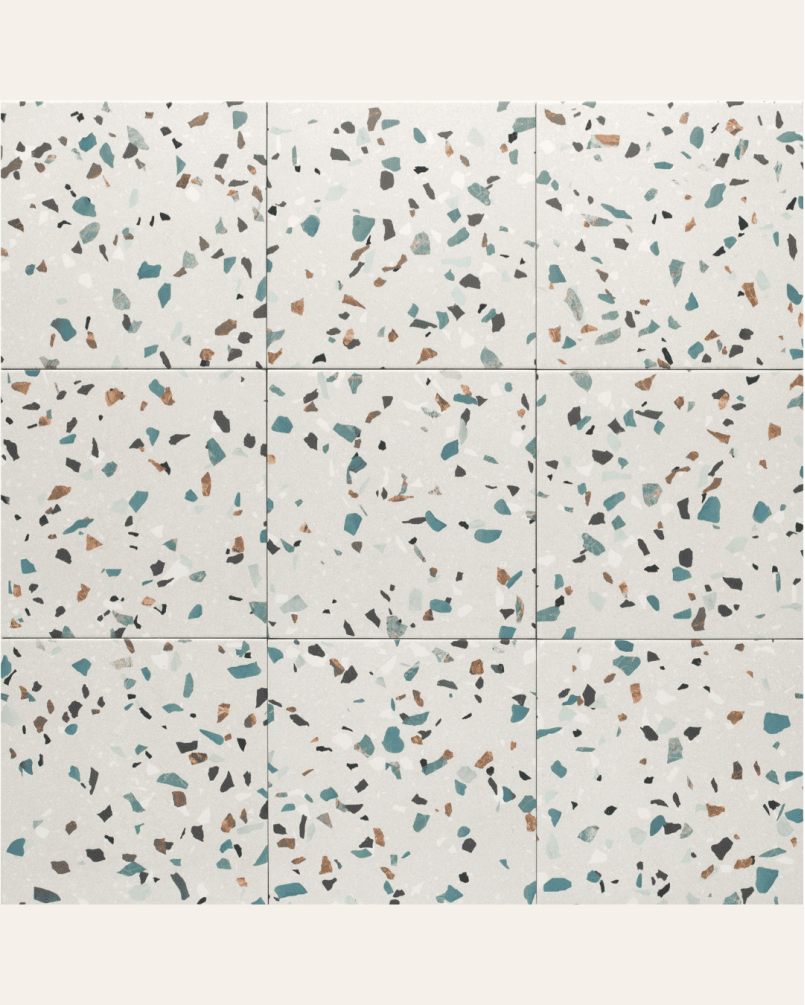 Dots Bianco 20x20 – Carrelage style terrazzo (carton de 1 m²)
