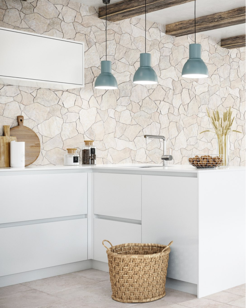 Borgogna White Flagstone 44x66 - Carrelage effet pierre (carton de 1,17 m2)