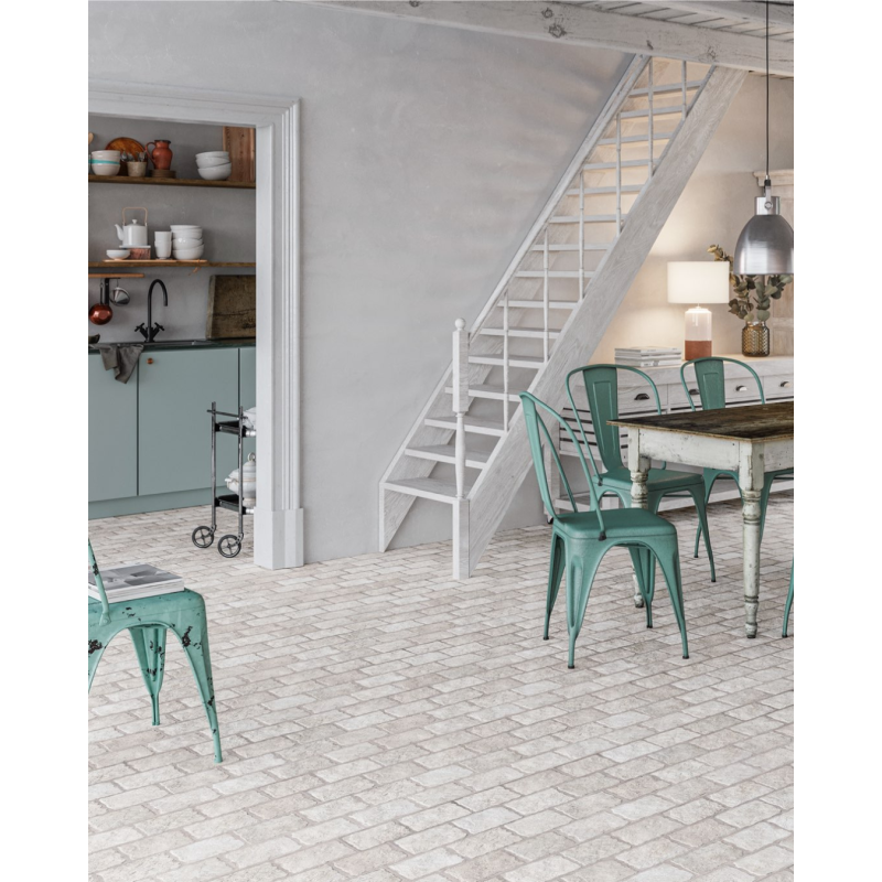 Borgogna White Cobblestone 44x66 - Carrelage effet pierre (carton de 1,04 m2)