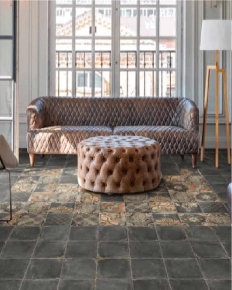 Canaletto Nero 20x20 - Carrelage vintage style carreaux de ciment (carton de 1 m²)