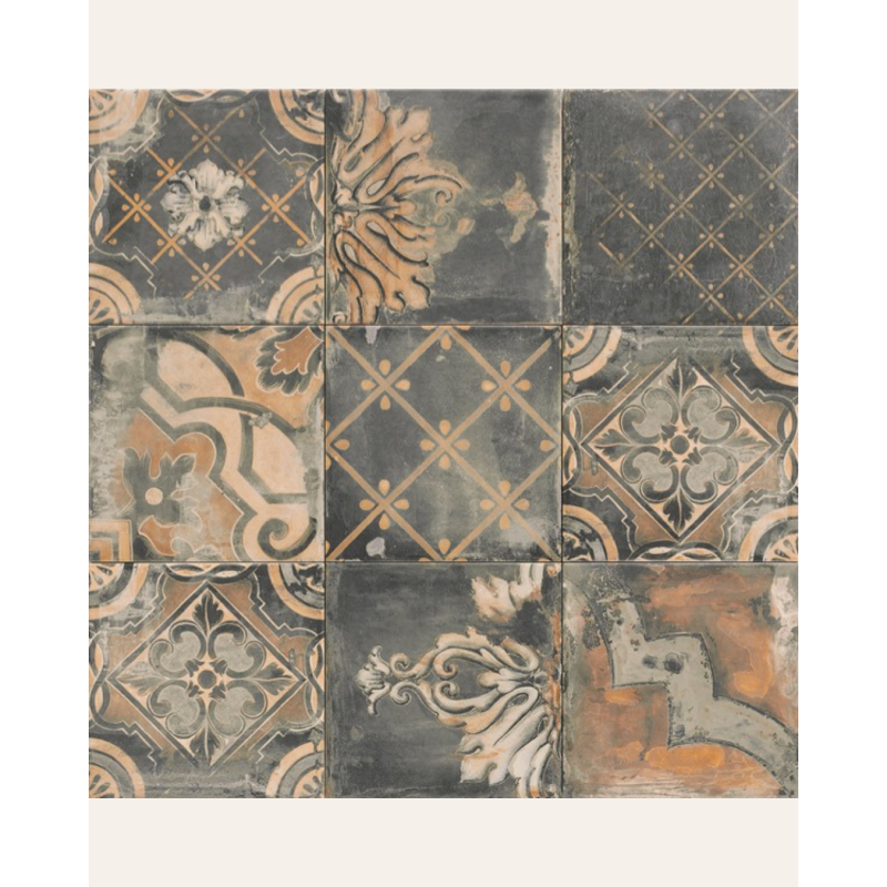 Canaletto Nero 20x20 - Carrelage vintage style carreaux de ciment (carton de 1 m²)