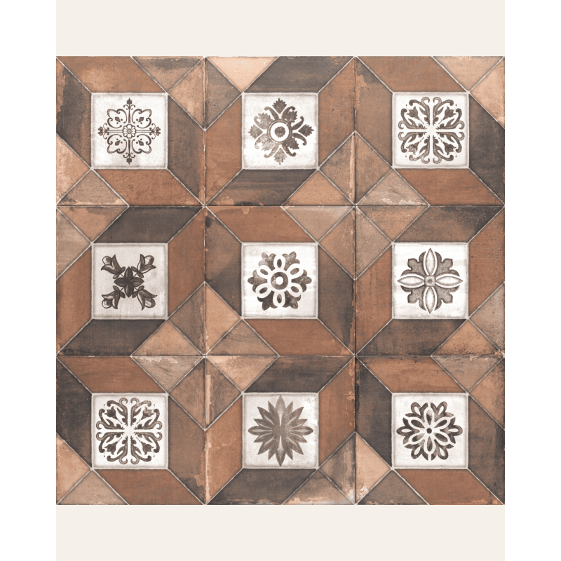 Deco Elegance Brown 20x20 - Carrelage style carreaux de ciment (carton de 1 m²)
