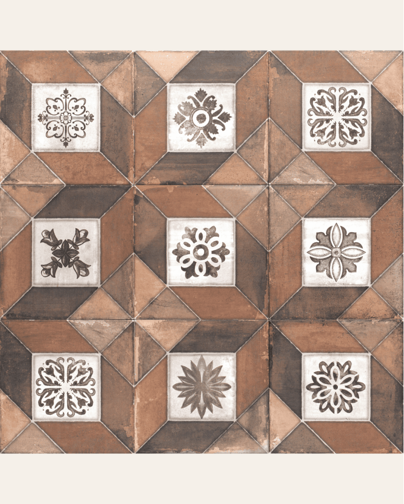 Deco Elegance Brown 20x20 - Carrelage style carreaux de ciment (carton de 1 m²)