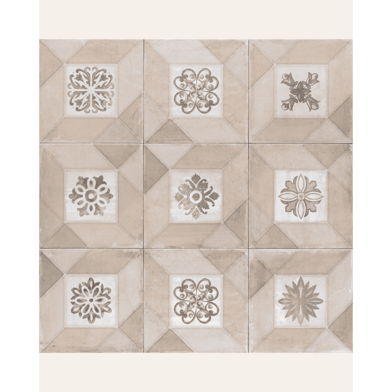 Deco Elegance Cream 20x20 - Carrelage style carreaux de ciment (carton de 1 m²)