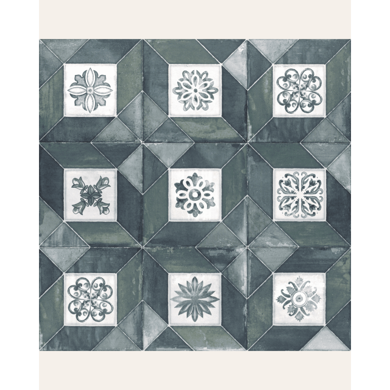 Deco Elegance Blu Green 20x20 - Carrelage style carreaux de ciment (carton de 1 m²)