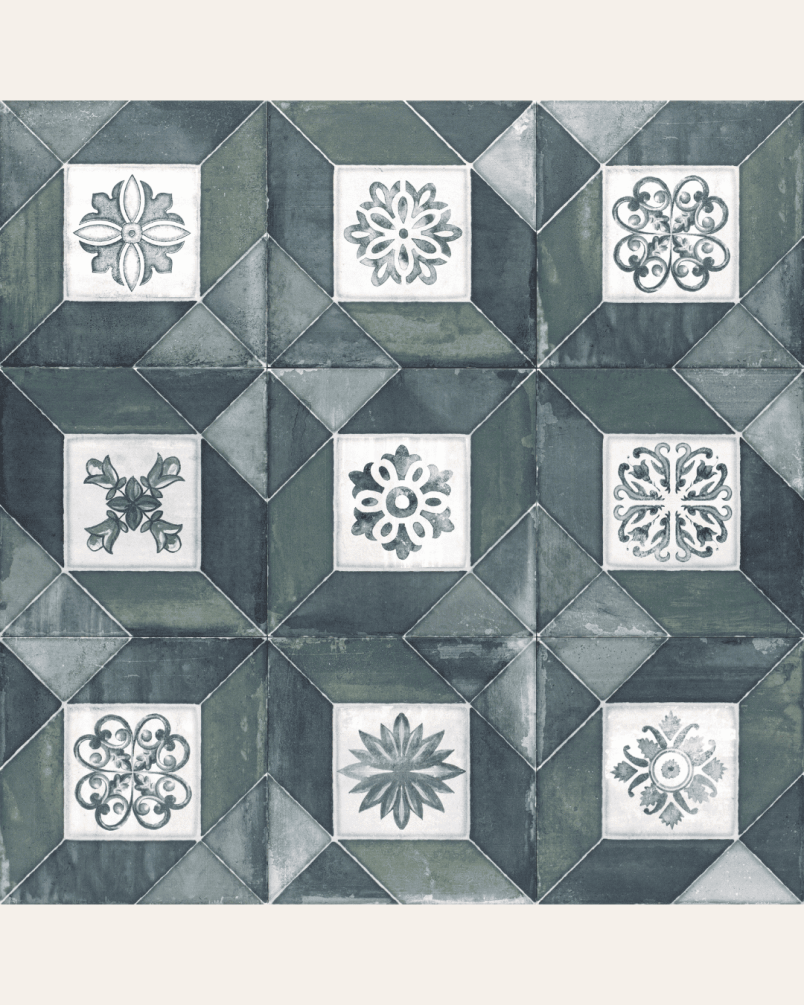 Deco Elegance Blu Green 20x20 - Carrelage style carreaux de ciment (carton de 1 m²)