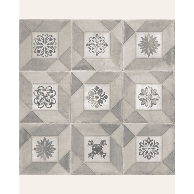 Deco Elegance Grey 20x20 - Carrelage style carreaux de ciment (carton de 1 m²)