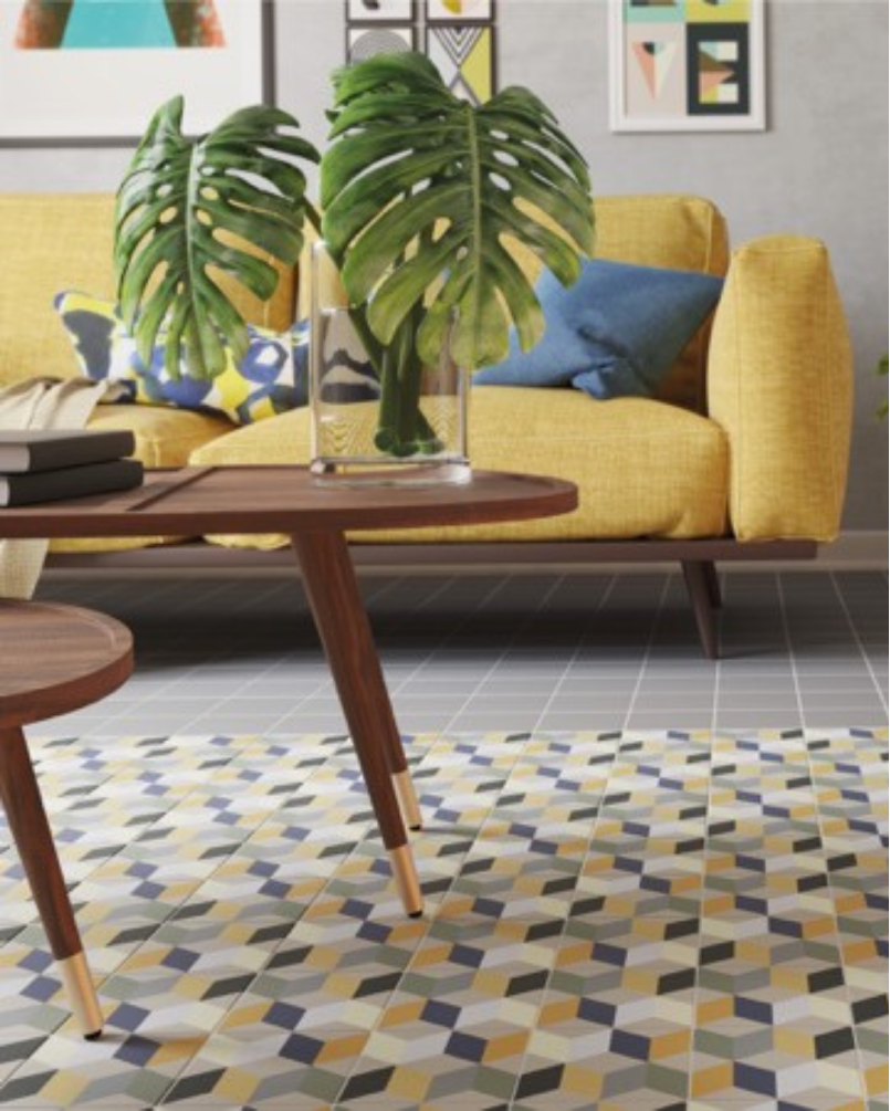 Lahore Yellow 15x15 - Carrelage style carreaux de ciment (carton de 0,5 m²)