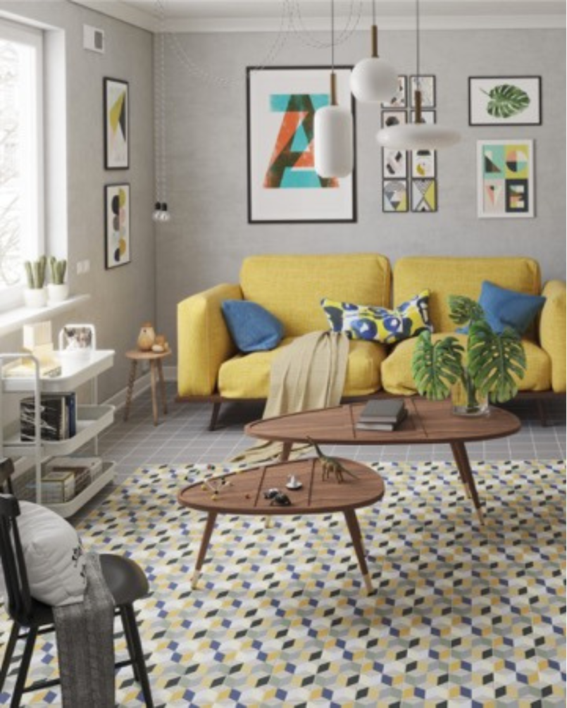 Lahore Yellow 15x15 - Carrelage style carreaux de ciment (carton de 0,5 m²)