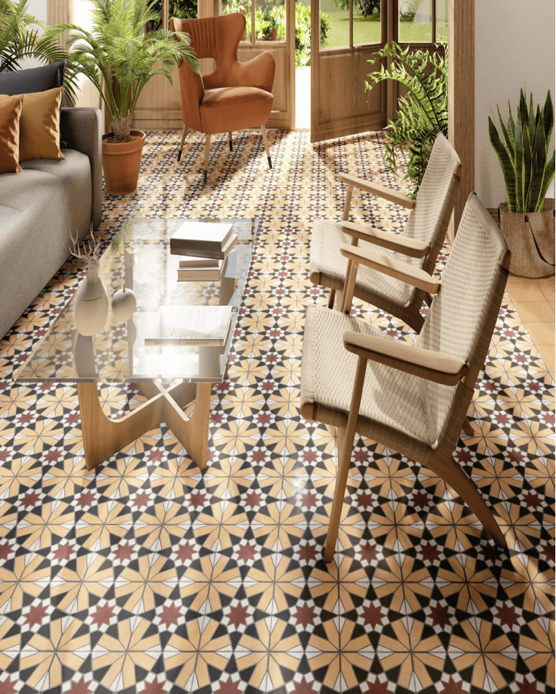 Sevilla Honey 20x20 - Carrelage à motifs géométriques  (carton de 1 m2)
