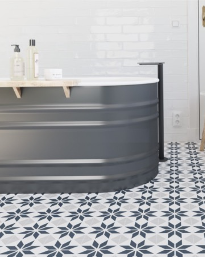 Fontenay Blue 15x15 - Carrelage style carreaux de ciment (carton de 0,5 m²)