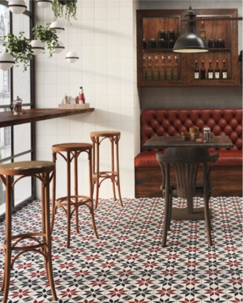 Fontenay Red 15x15 - Carrelage style carreaux de ciment (carton de 0,5 m²)