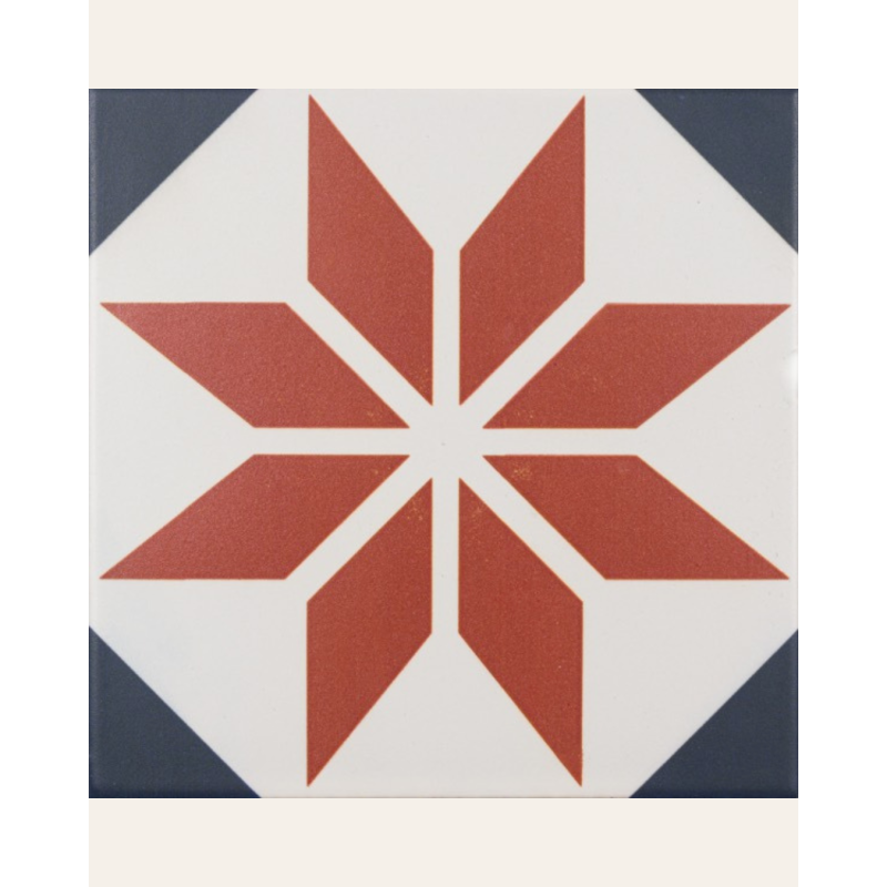 Fontenay Red 15x15 - Carrelage style carreaux de ciment (carton de 0,5 m²)