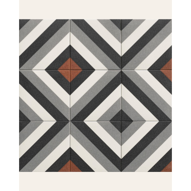 Dublin Black 20x20 - Carrelage à motifs géométriques style carreaux de ciment (carton de 1 m²)