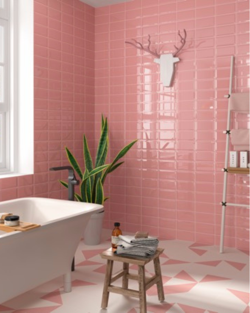 Bissel Pink 10x20 - Faïence style métro (carton de 1 m²)