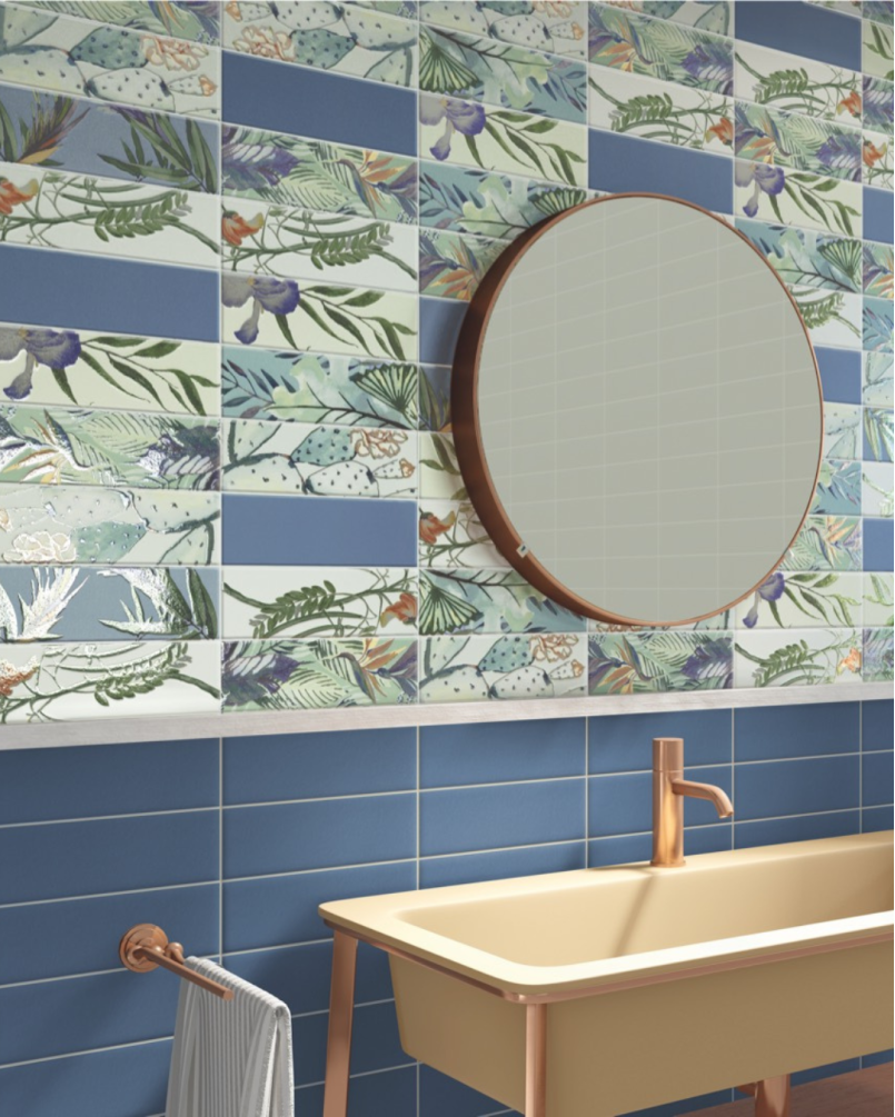 Jungle Marine 10x30 - Faience unie (carton de 1 m2)