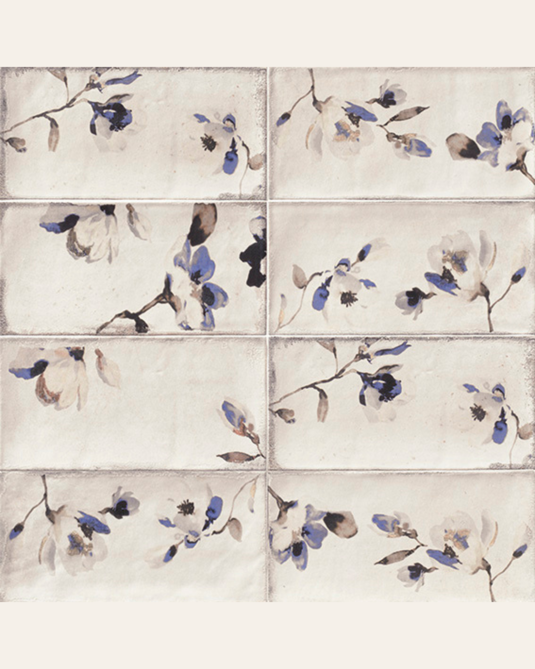 Fabola Blu 15x30 - Faience à motifs floraux (carton de 1 m²)
