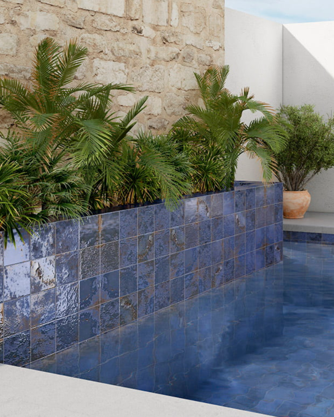 Meraki Blu 20x20 - Carrelage aspect vielli brillant (carton de 1 m2)
