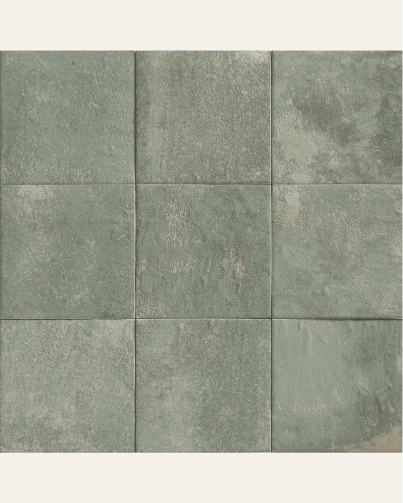 Meraki Green 20x20 - Carrelage aspect vielli brillant (carton de 1 m2)