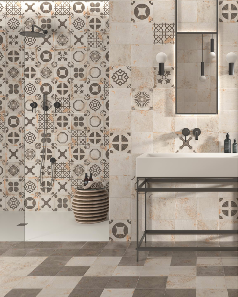 Meraki Grey 20x20 - Carrelage aspect vielli brillant (carton de 1 m2)