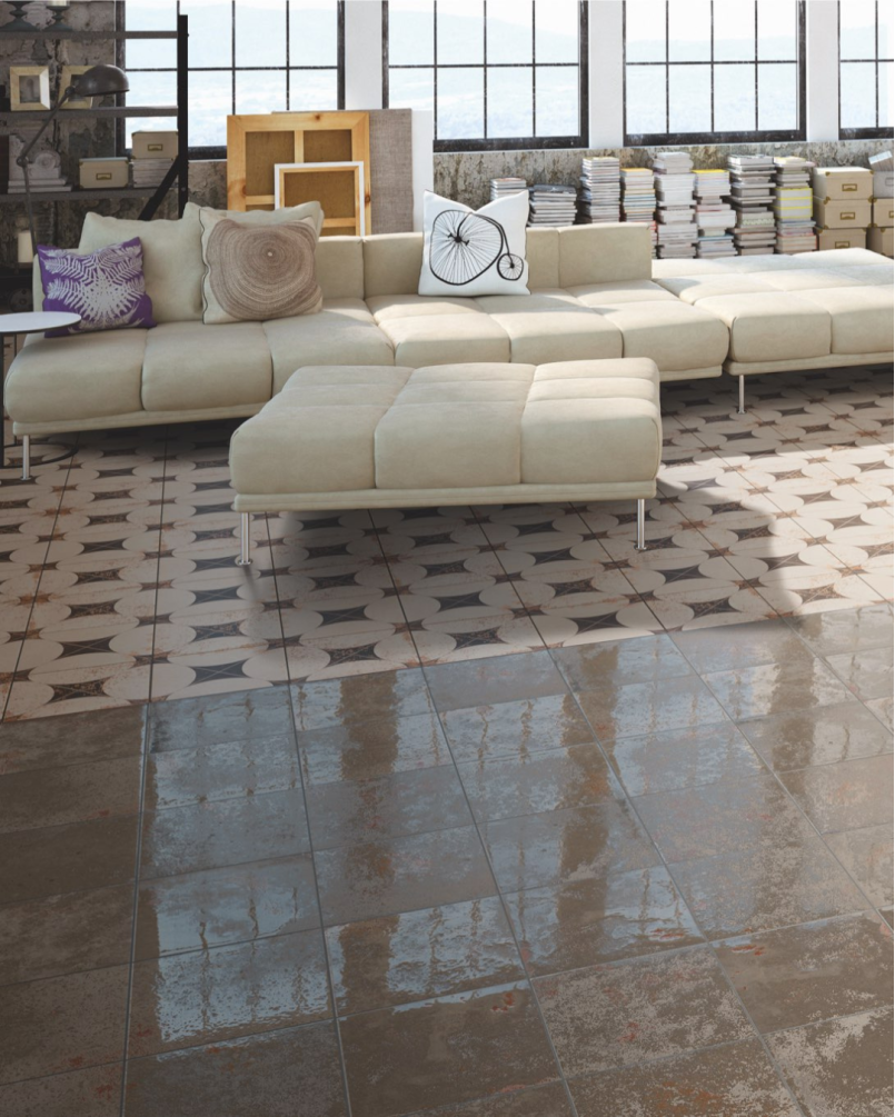 Meraki Grey 20x20 - Carrelage aspect vielli brillant (carton de 1 m2)