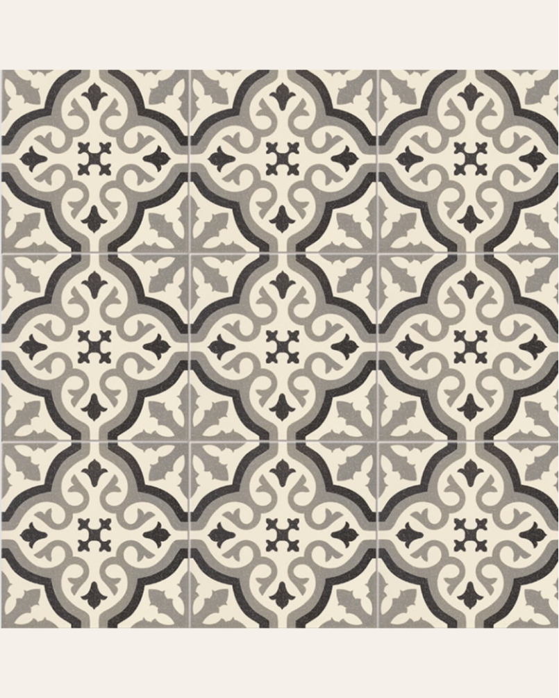 Centro Florentine White Motif Central 20x20 - Carrelage style carreaux de ciment (carton de 1 m²)