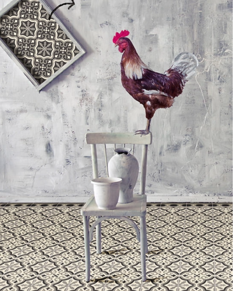 Centro Florentine White Motif Central 20x20 - Carrelage style carreaux de ciment (carton de 1 m²)