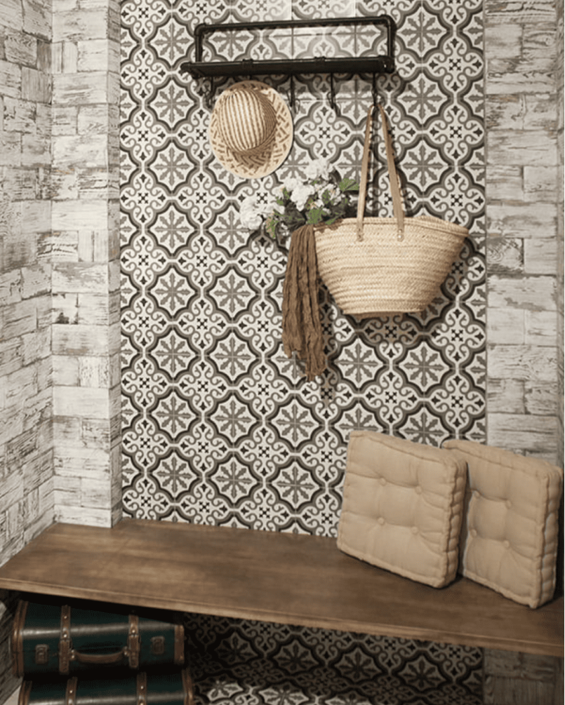 Centro Florentine White Motif Central 20x20 - Carrelage style carreaux de ciment (carton de 1 m²)