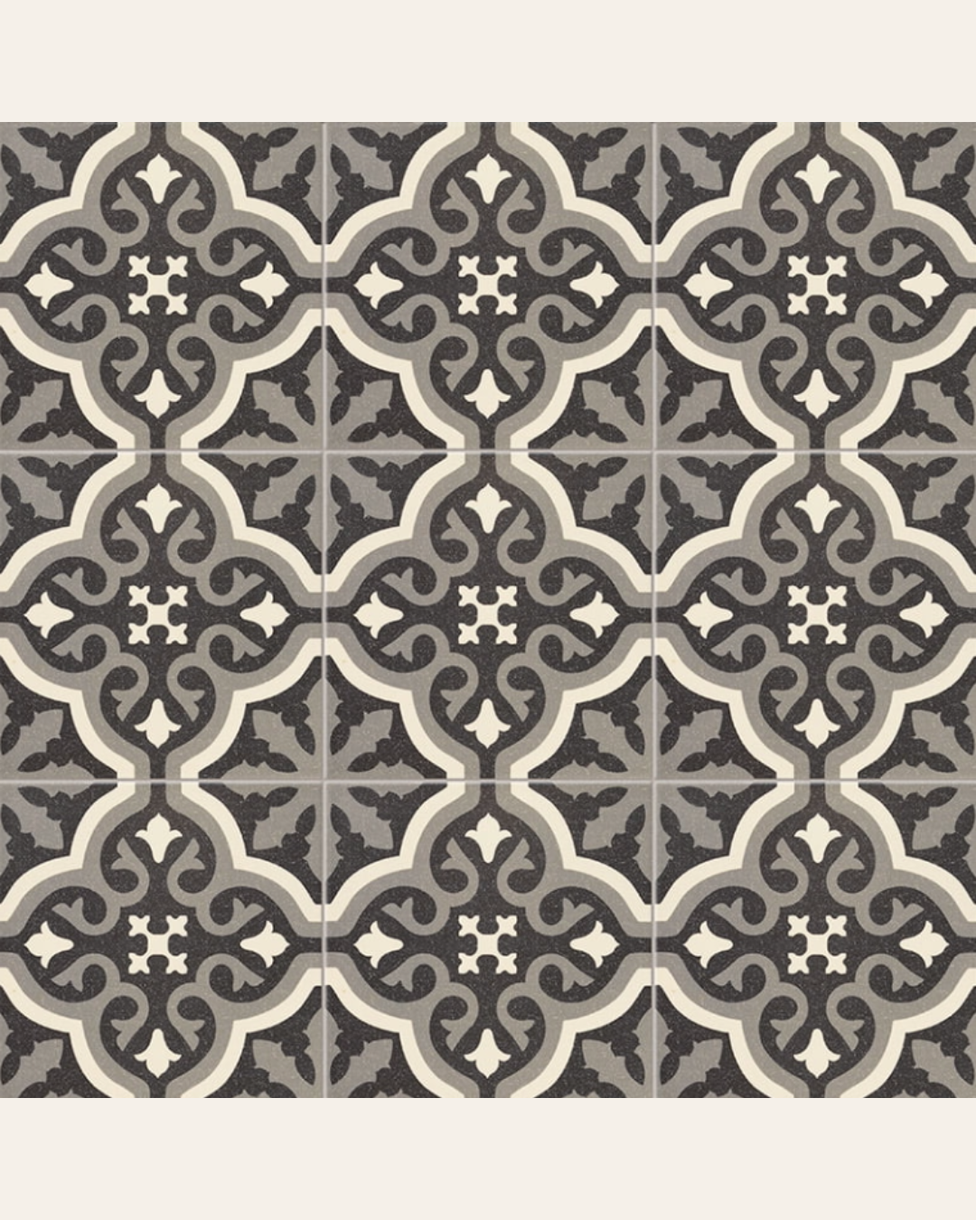 Centro Florentine Black motif central 20x20 - Carrelage style carreaux de ciment (carton de 1 m²)
