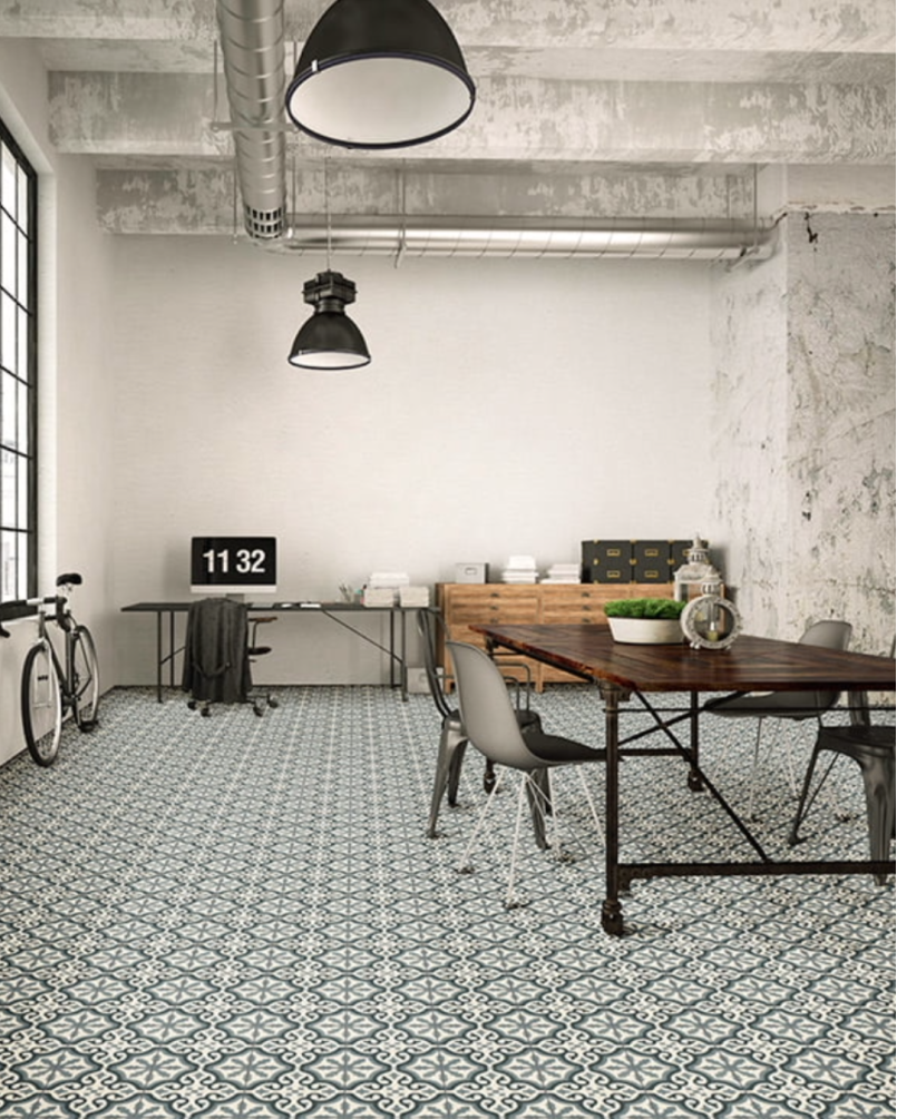 Centro Florentine Blue Motif Central 20x20- Carrelage style carreaux de ciment  (carton de 1 m²)