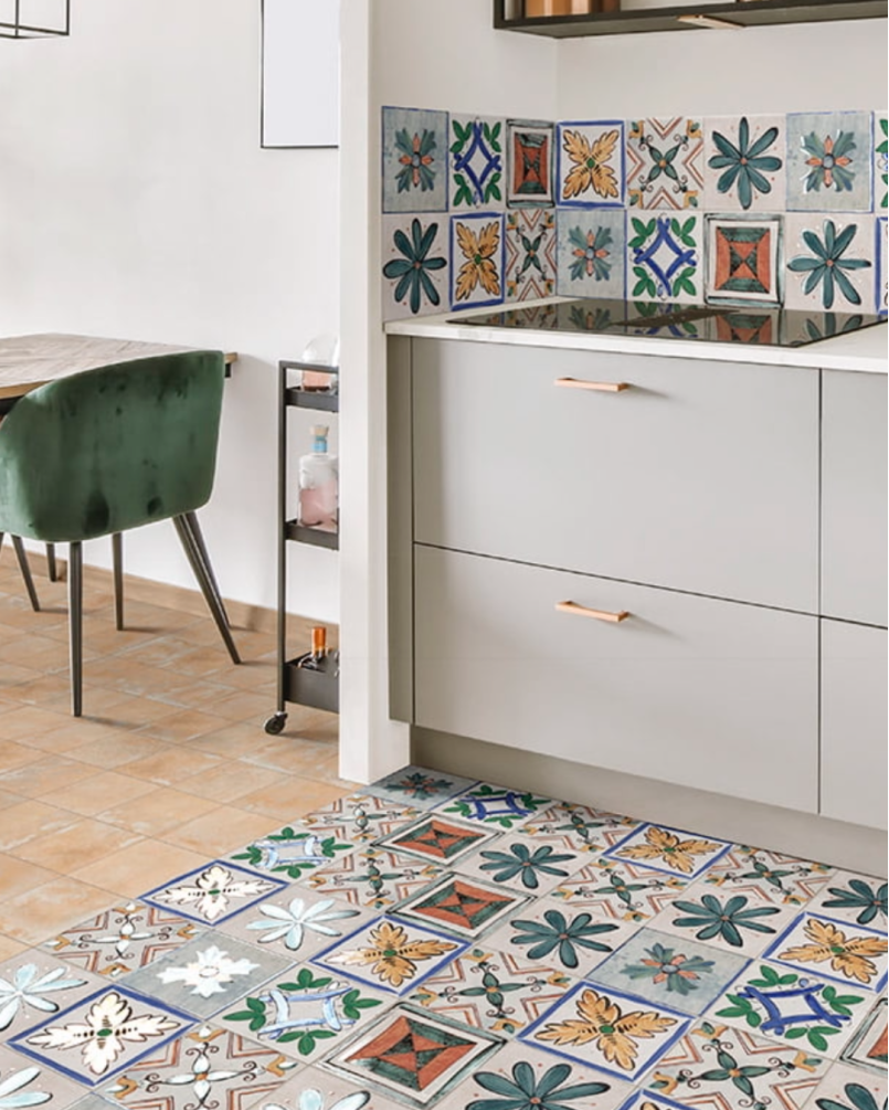 Portocervo 20x20 - Carrelage à motifs floraux (carton de 1 m2)