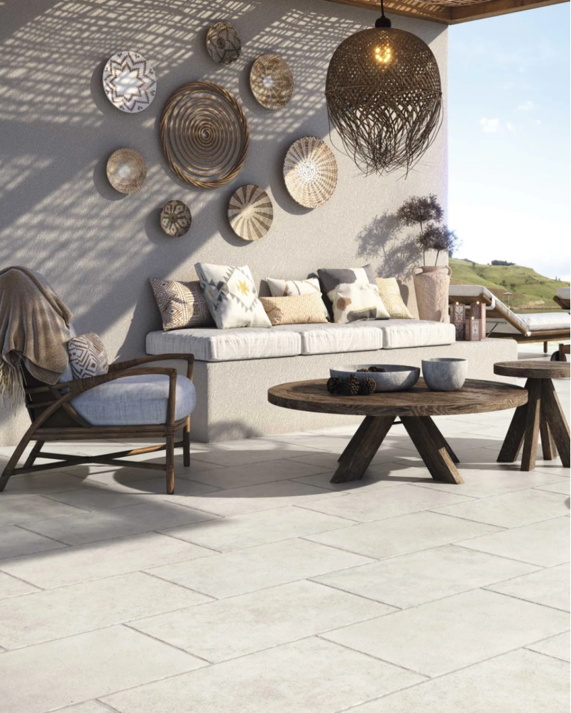 Borgogna White Base 44x66 - Carrelage effet pierre (carton de 1,17 m2)