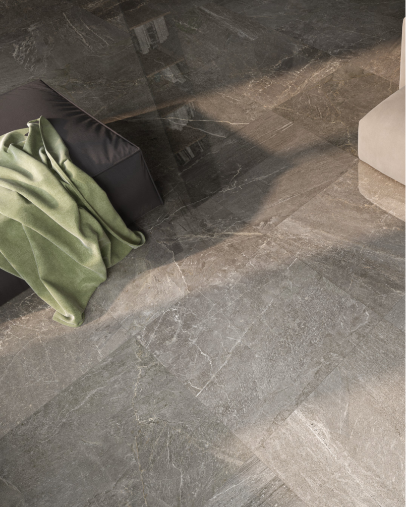 Tempo Dark Poli 60x120 - Carrelage effet pierre (carton de 1,44 m²)
