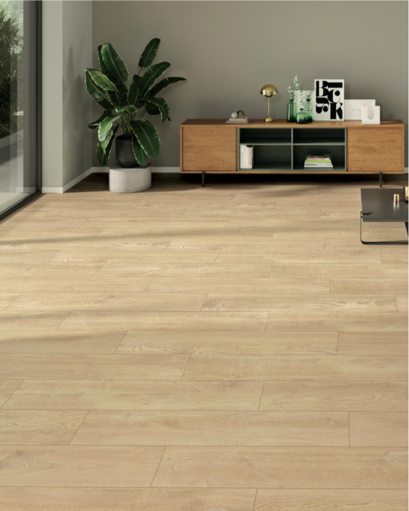 Amberly Natural 23x120 - Carrelage style parquet (carton de 1,09 m²)