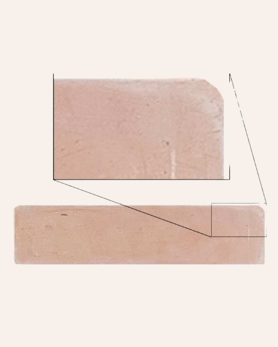 Plinthe Terre Cuite Faite Main Natural Bords arrondis - 10x40 (vendu à l'unité)
