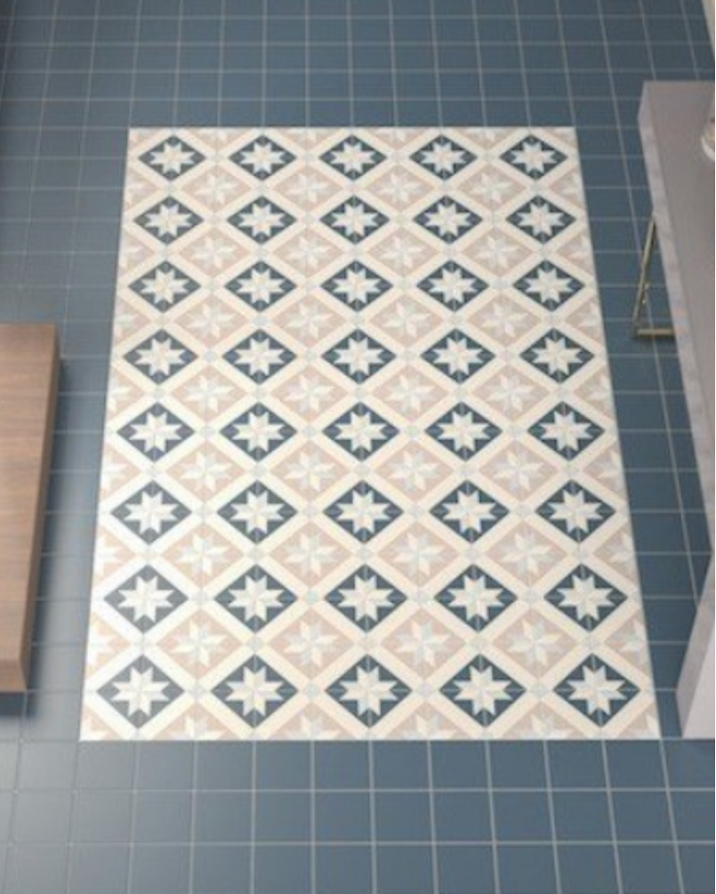 Trianon 15x15 - Carrelage à motifs géométriques style carreaux de ciment (carton de 0,50 m²)