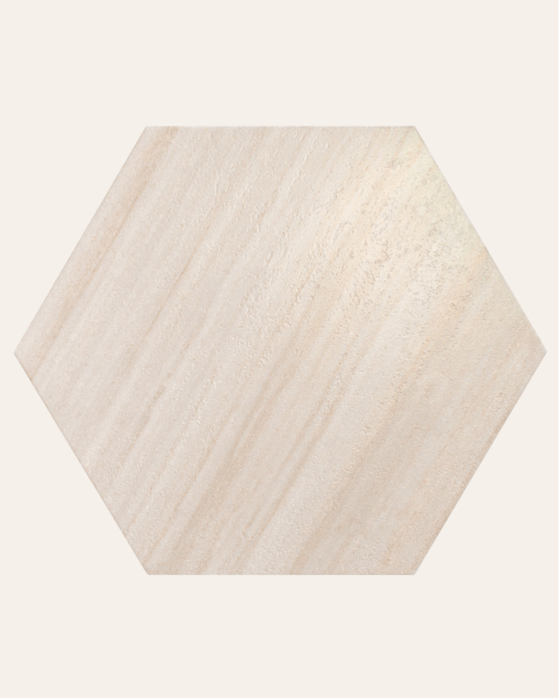 Travertino 56x48,5 – Carrelage hexagonal brillant (carton de 1,20 m²)