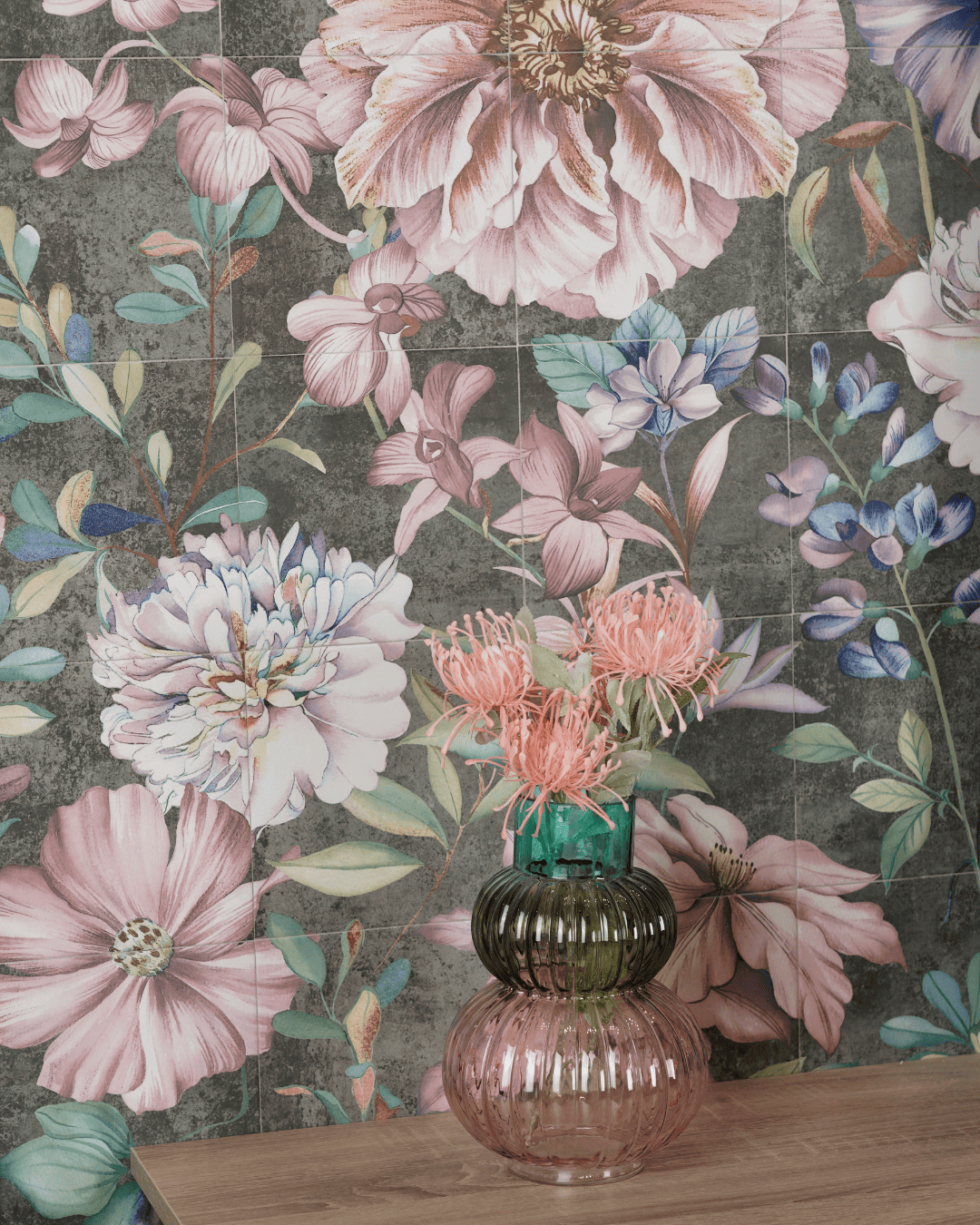 Fresque Garden 20x20 - Carrelage décoratif (ensemble de 1,44 m²)