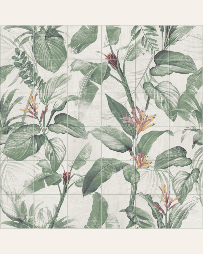 Fresque Spring Leaves 20x20 – Carrelage décoratif (ensemble de 1,44 m²)
