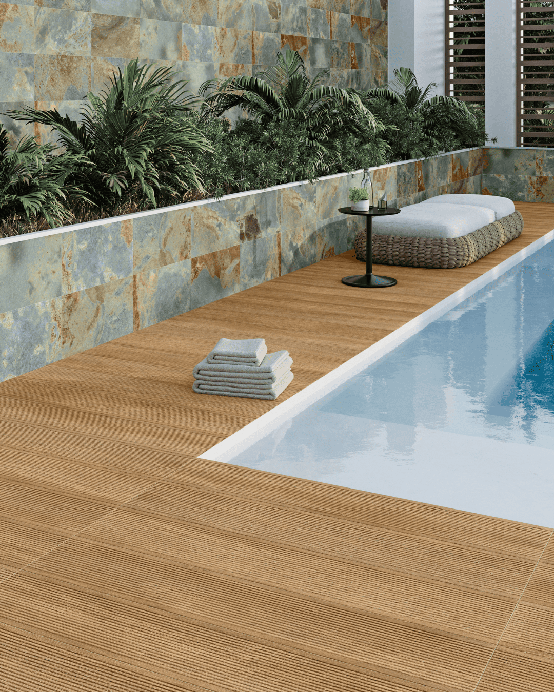 Deckwood Oak 23x120 - Carrelage effet bois antidérapant (carton de 1,12 m²)