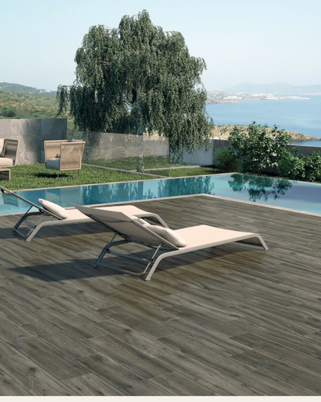Curia Wengue 22,5x90 - Carrelage style parquet antidérapant (carton de 1,22 m²)