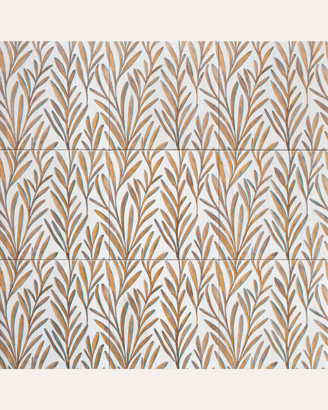Folliage Amber 20x20 - Carrelage à motifs floraux (carton de 1 m²)