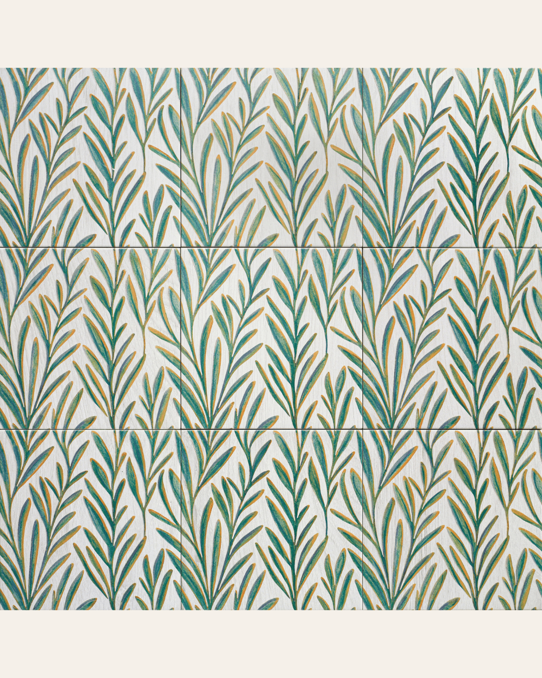 Folliage Sage 20x20 - Carrelage à motifs floraux (carton de 1 m²)