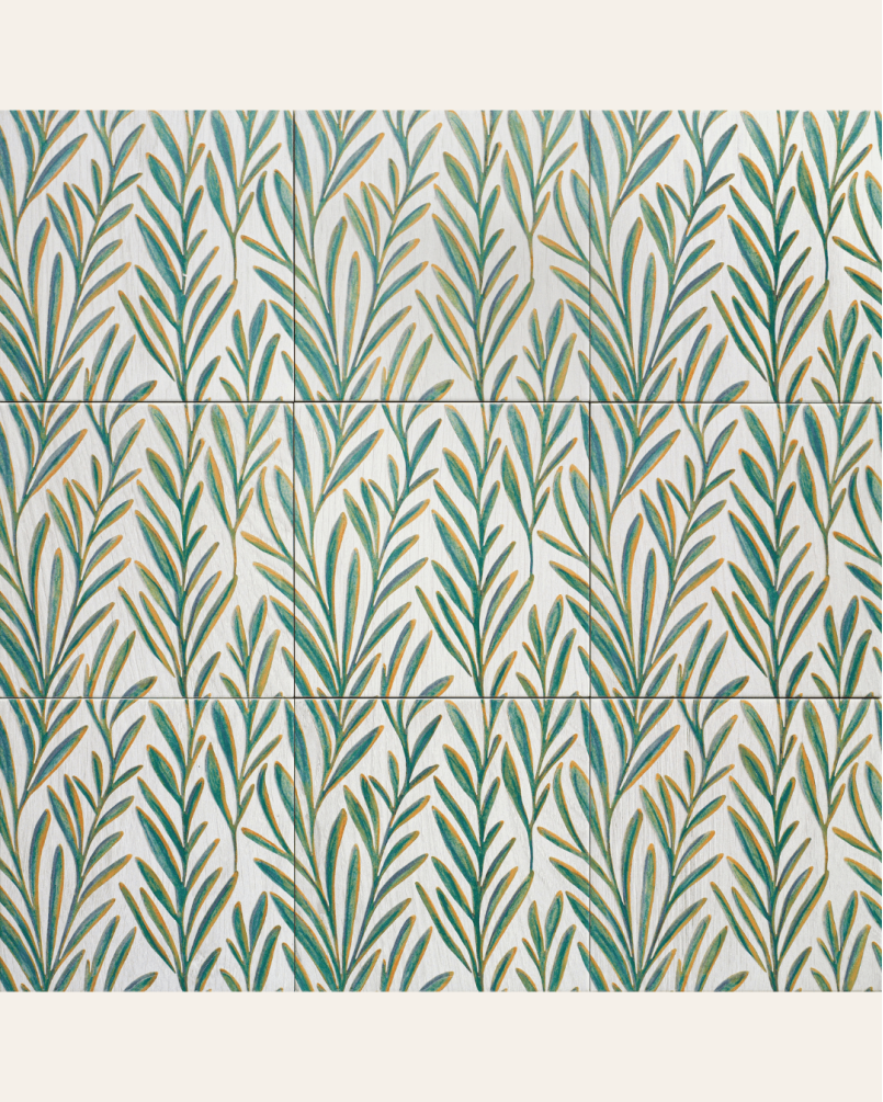 Folliage Sage 20x20 - Carrelage à motifs floraux (carton de 1 m²)