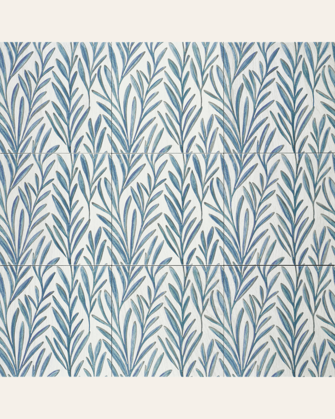Folliage Indigo 20x20 - Carrelage à motifs floraux (carton de 1 m²)